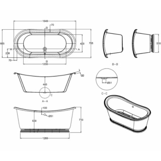 Burlington Admiral 165cm Double Ended Bath